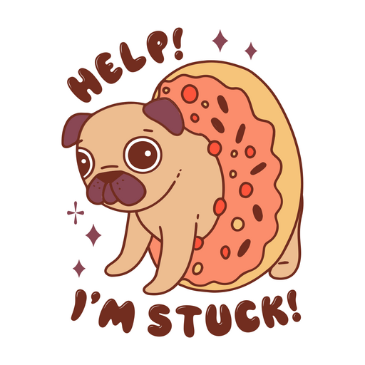 Stuck pug dog color stroke PNG Design