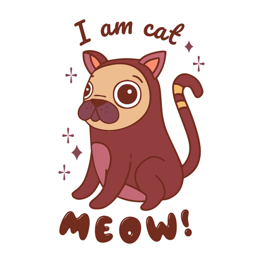 I am cat pug dog quote color stroke