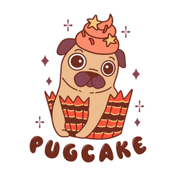 Pugcake dog quote color stroke PNG Design Transparent PNG