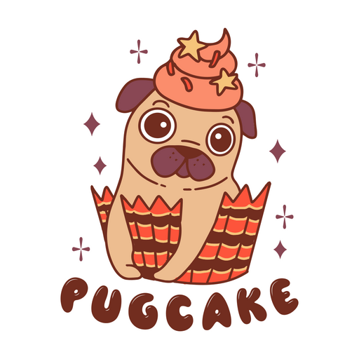 Traço de cor de citação de cachorro Pugcake Desenho PNG