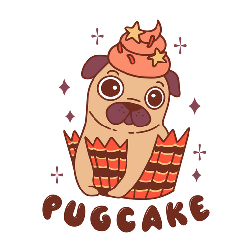 Trazo de color de cita de perro pugcake Diseño PNG