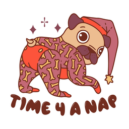 Tempo para um traço de cor de citação de cachorro pug cochilo Desenho PNG