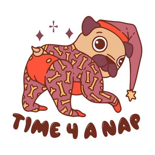 Time for a nap pug dog quote color stroke PNG Design