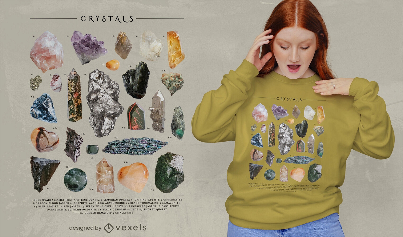 T-shirt do catálogo de cristal realista psd