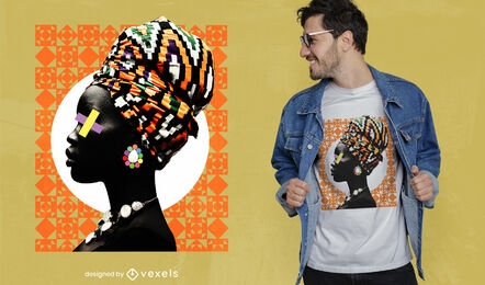Traditional african woman t-shirt psd