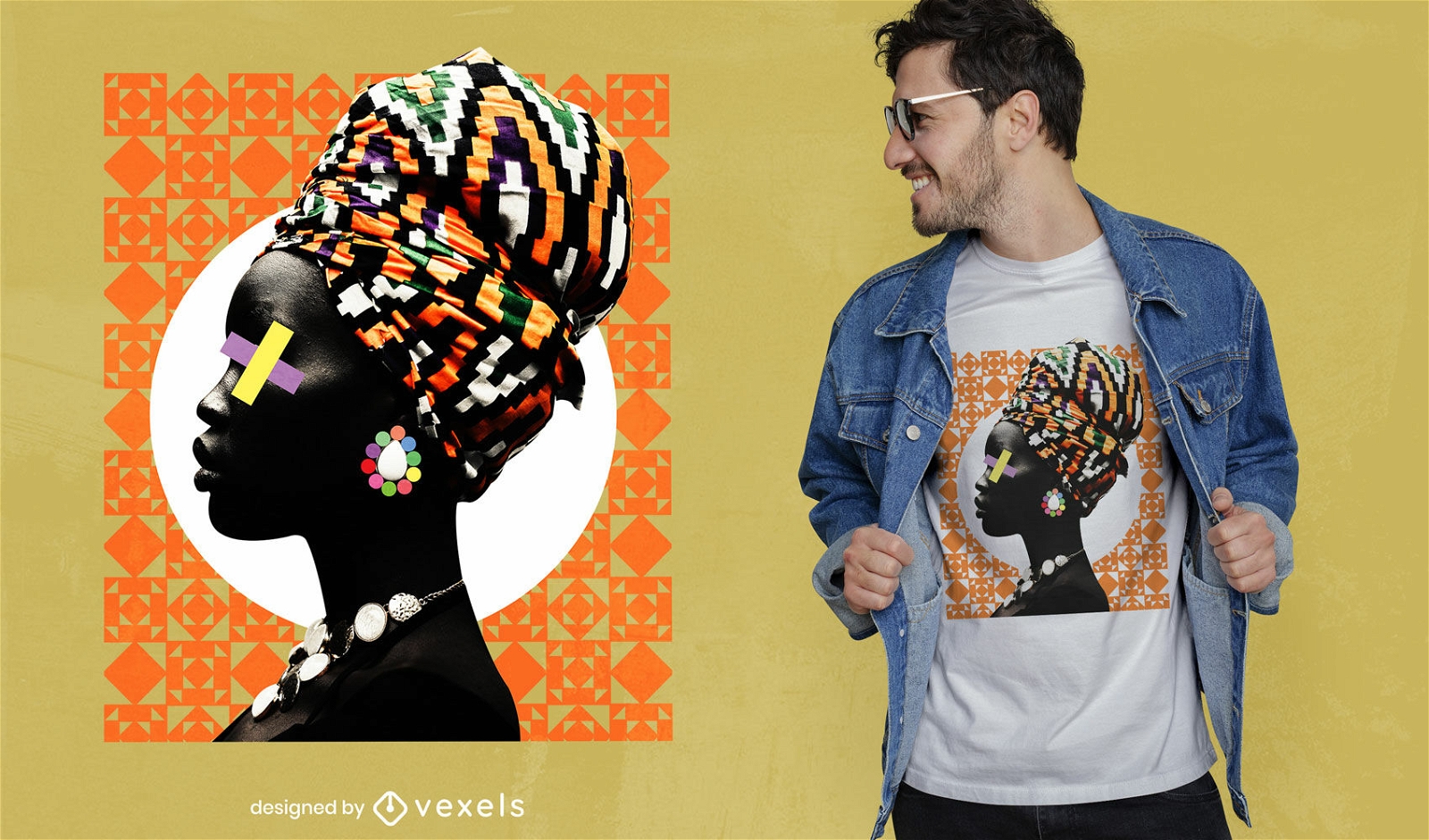 Camiseta de mujer africana tradicional psd