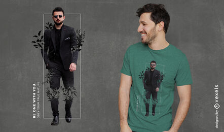 Man in fancy black suit t-shirt psd