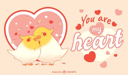 Bird animals couple in love illustration