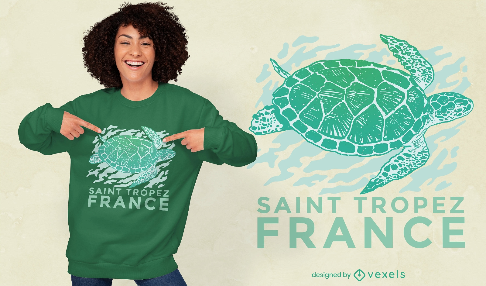 T-Shirt Design mit Meeresschildkrötentierschwimmen
