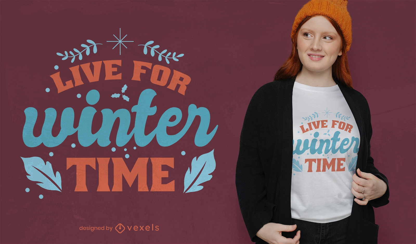 Winter time lettering t-shirt design