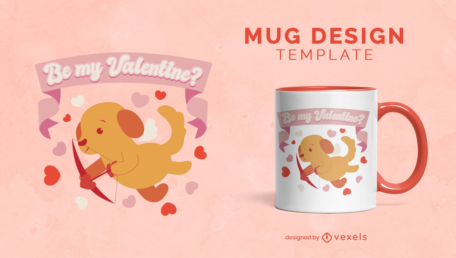 Precioso diseño de taza de perro Cupido de San Valentín