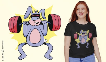 Rabbit lifting weights t-shirt design