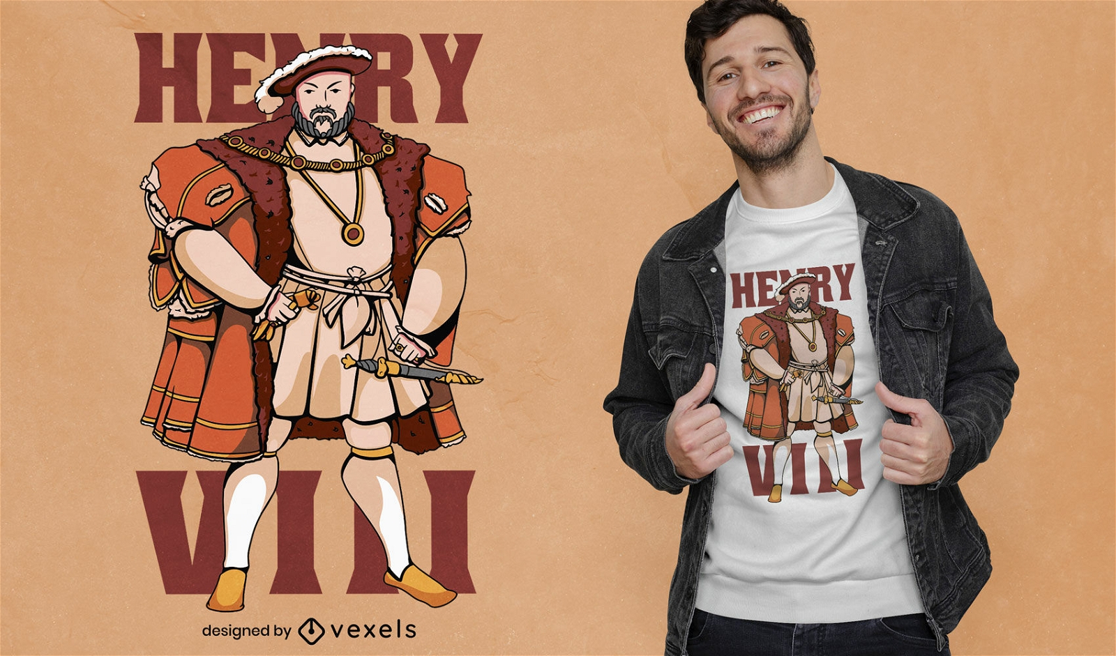 Diseño de camiseta histórica del rey Enrique VIII