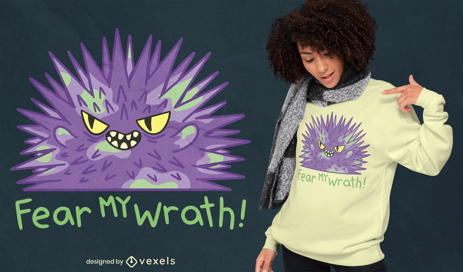 Funny fluffy monster t-shirt design