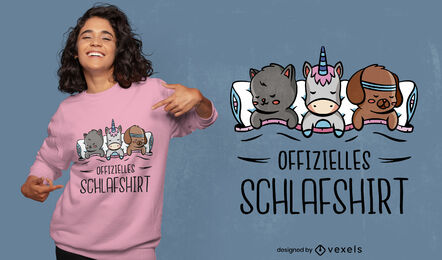 Tiere schlafen auf dem Bett T-Shirt Design