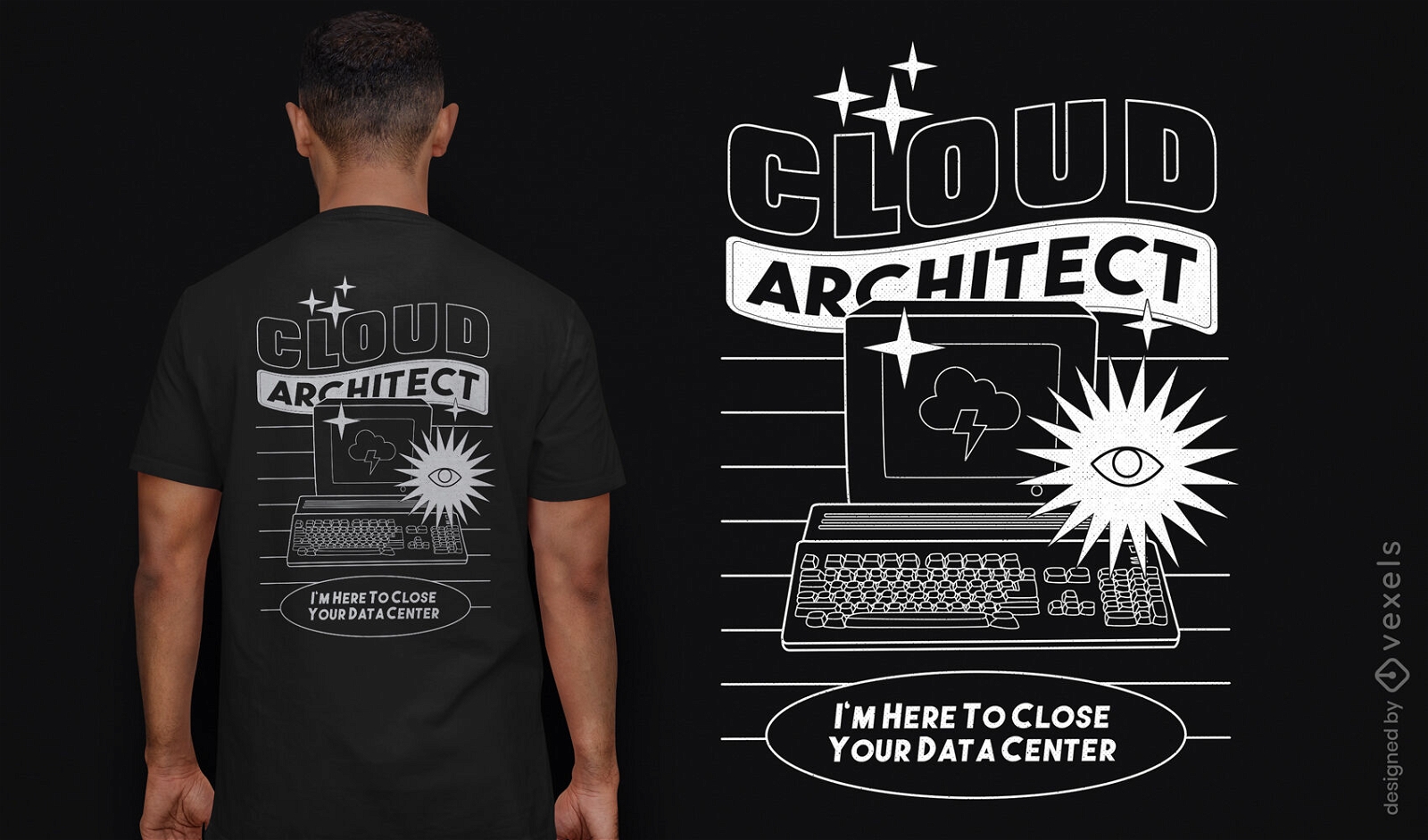 Diseño de camiseta retro de tecnología informática.