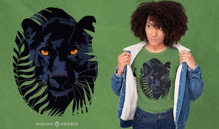 Black panther animal in jungle t-shirt design