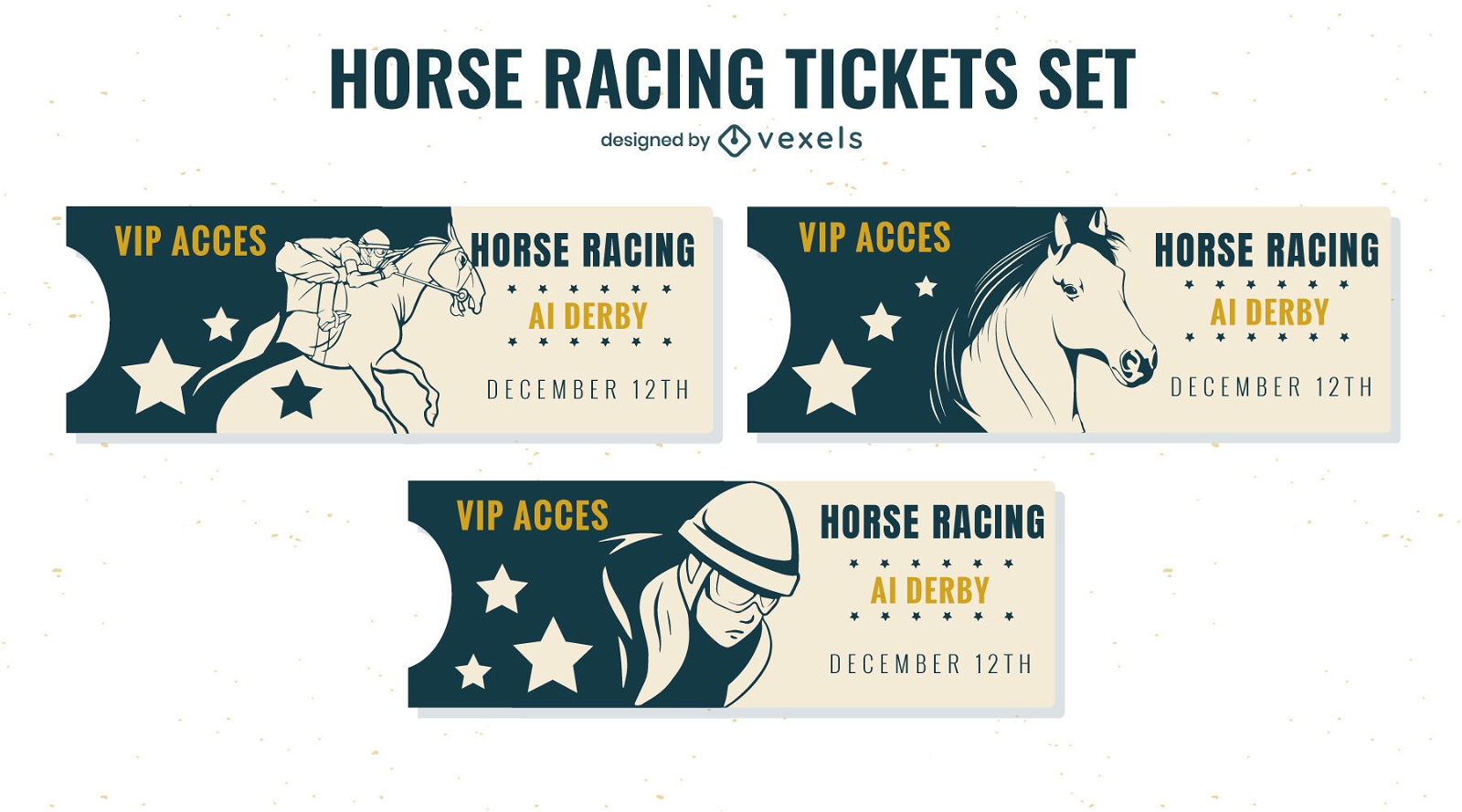 Horse racing animal sport VIP ticket set
