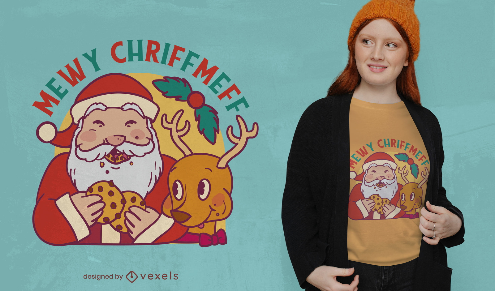 Weihnachtsmann-Weihnachtsplätzchen-T-Shirt-Design