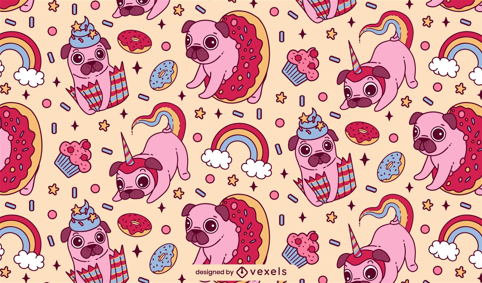 Cute pug pattern design