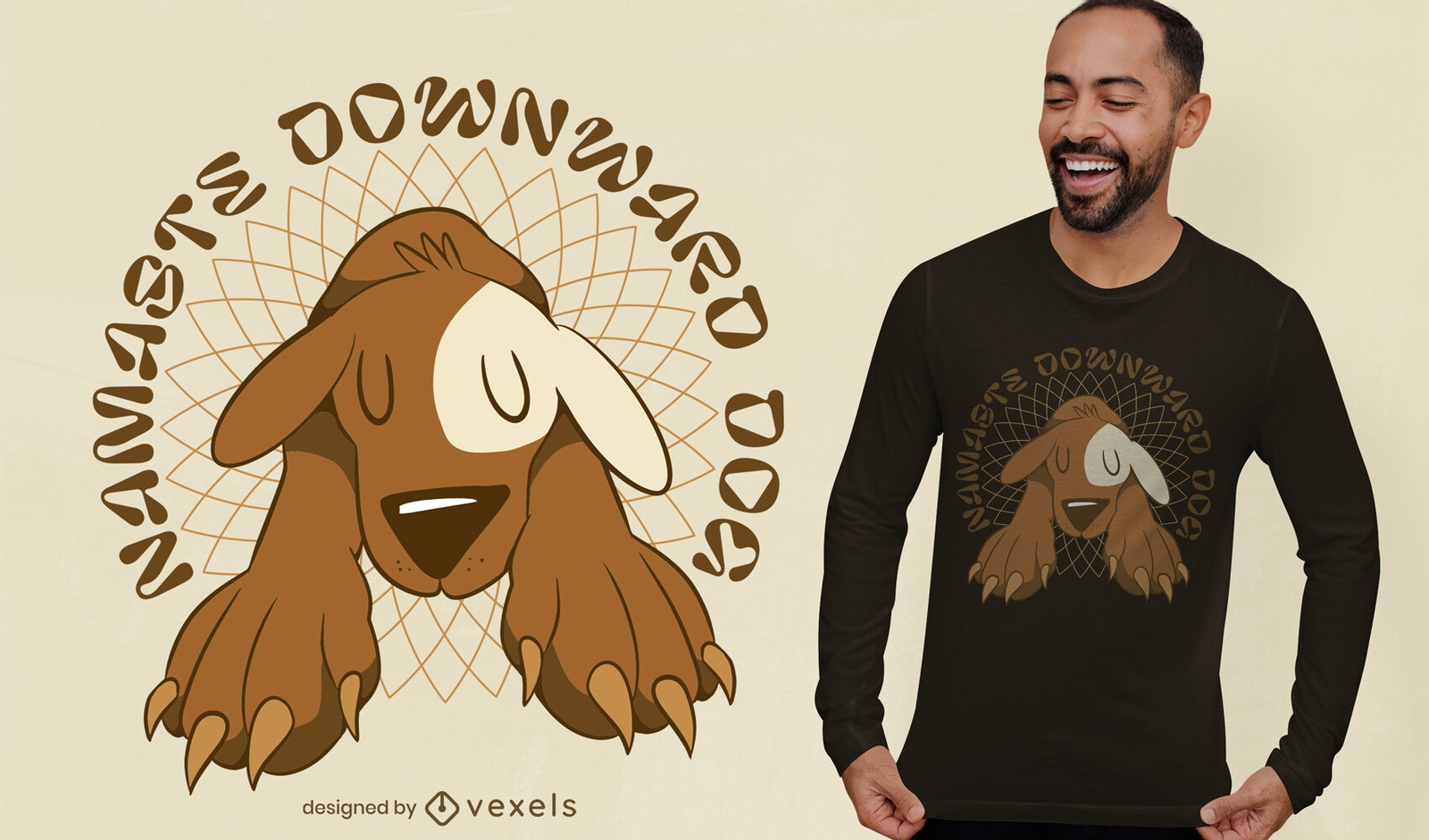 Animal perro en diseño de camiseta de pose de yoga