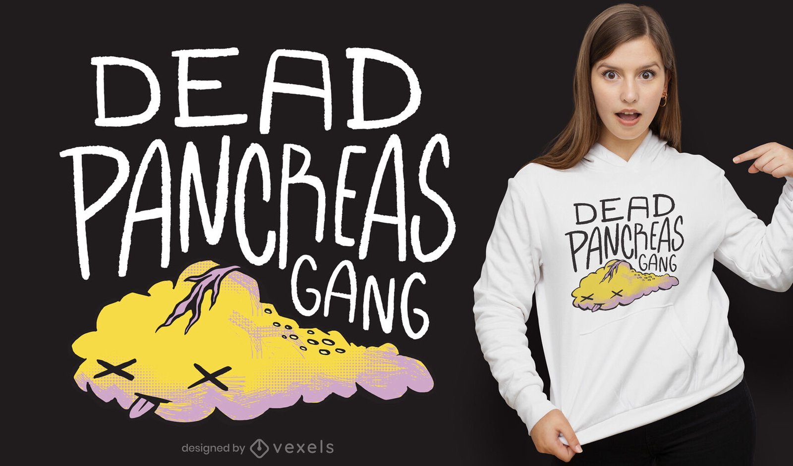 Design de camiseta de órgão do pâncreas