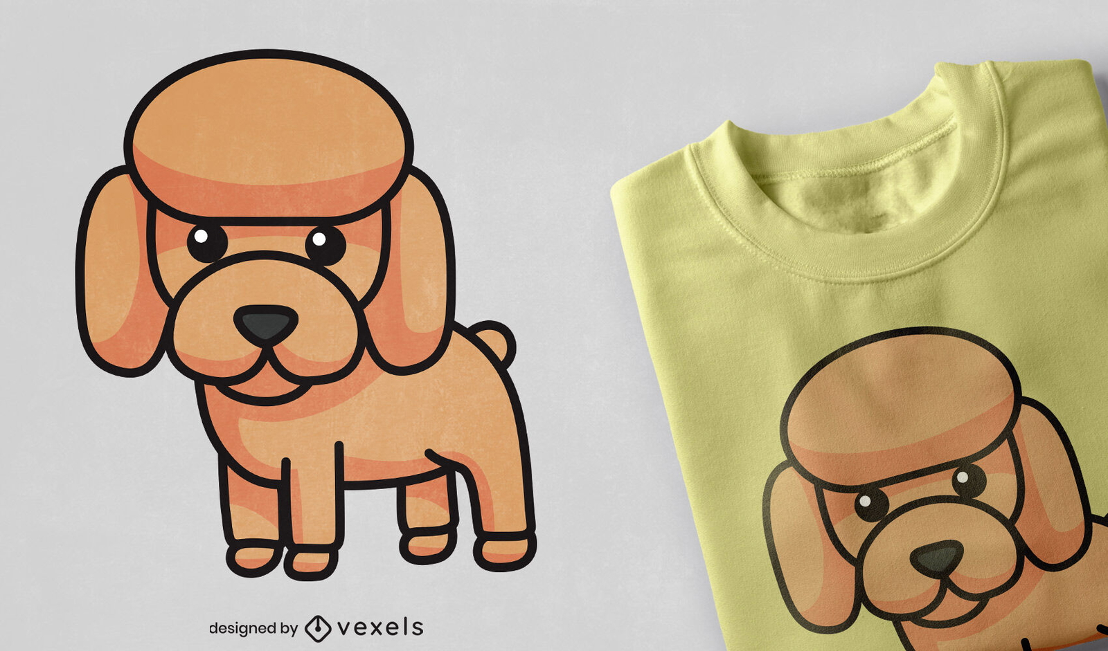 Diseño de camiseta de dibujos animados de perro cachorro de caniche