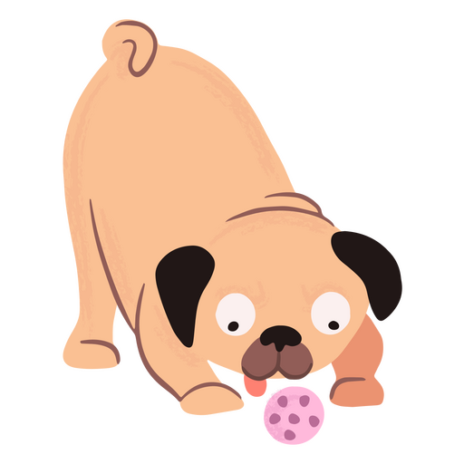 Cute pug and ball PNG Design