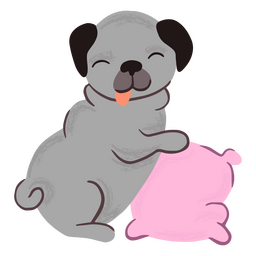 Netter Mops und Kissen PNG-Design