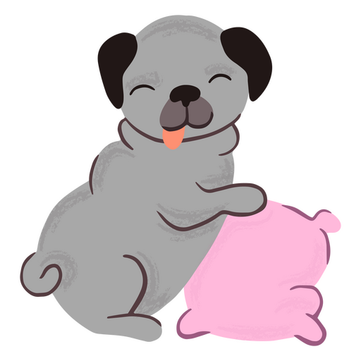 Cute pug and pillow PNG Design