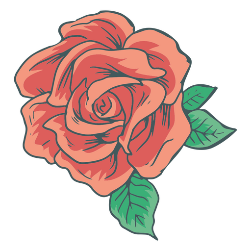 Rote Rose und Bl?tter PNG-Design