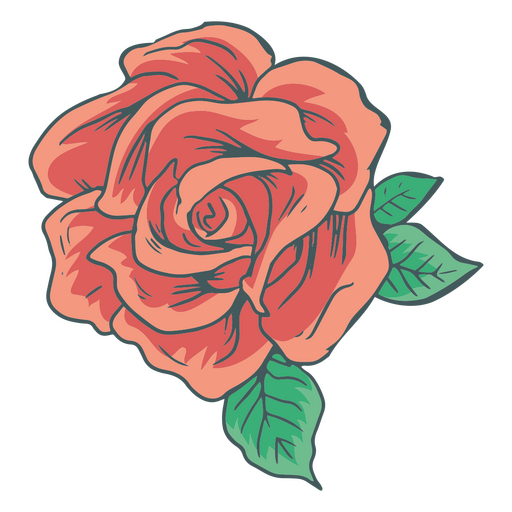 Rote Rose und Blätter PNG-Design