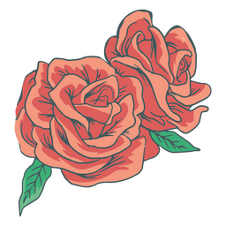 Diseño PNG Y SVG De Rosas Rojas Y Hojas Para Camisetas