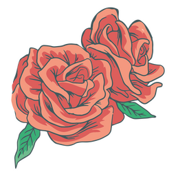 rosas rojas y hojas Diseño PNG