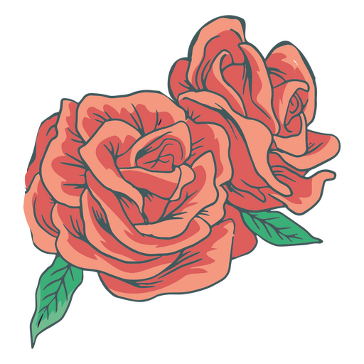 Red roses and leaves PNG Design