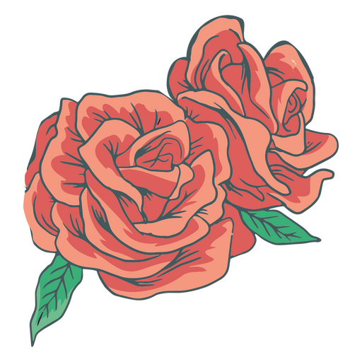 rosas rojas y hojas Diseño PNG