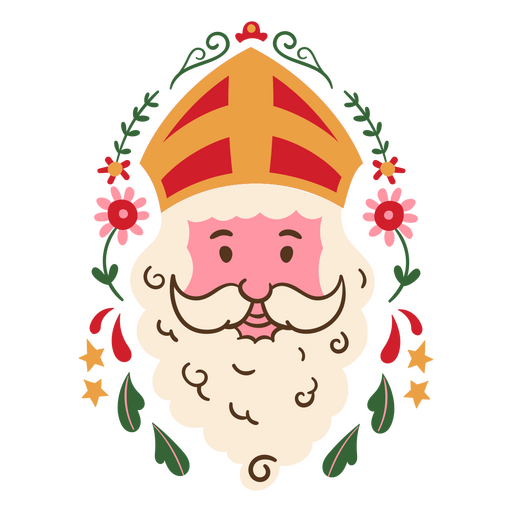 Santa flach floral bunt PNG-Design