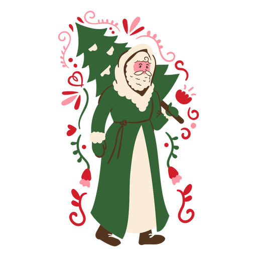 Santa árbol plano colorido Diseño PNG