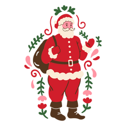 Bolso plano Papá Noel floral Transparent PNG