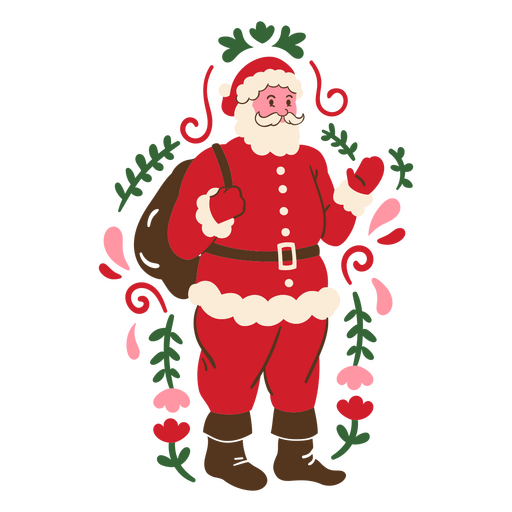 Bolso plano Papá Noel floral Diseño PNG