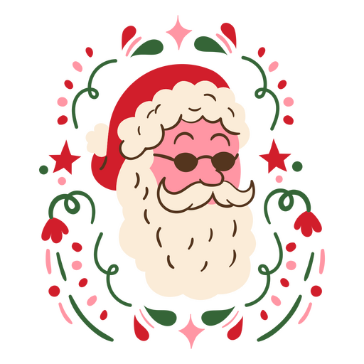 Santa flat sunglasses colorful PNG Design