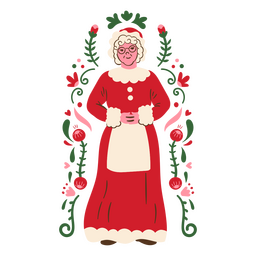 Frau Noel flache Blumenstellung PNG-Design