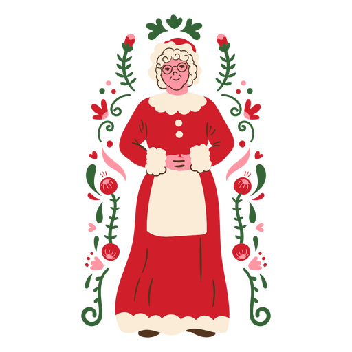 señora noel plano floral de pie Diseño PNG