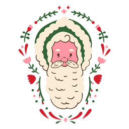 barba lisa floral de papai noel Desenho PNG