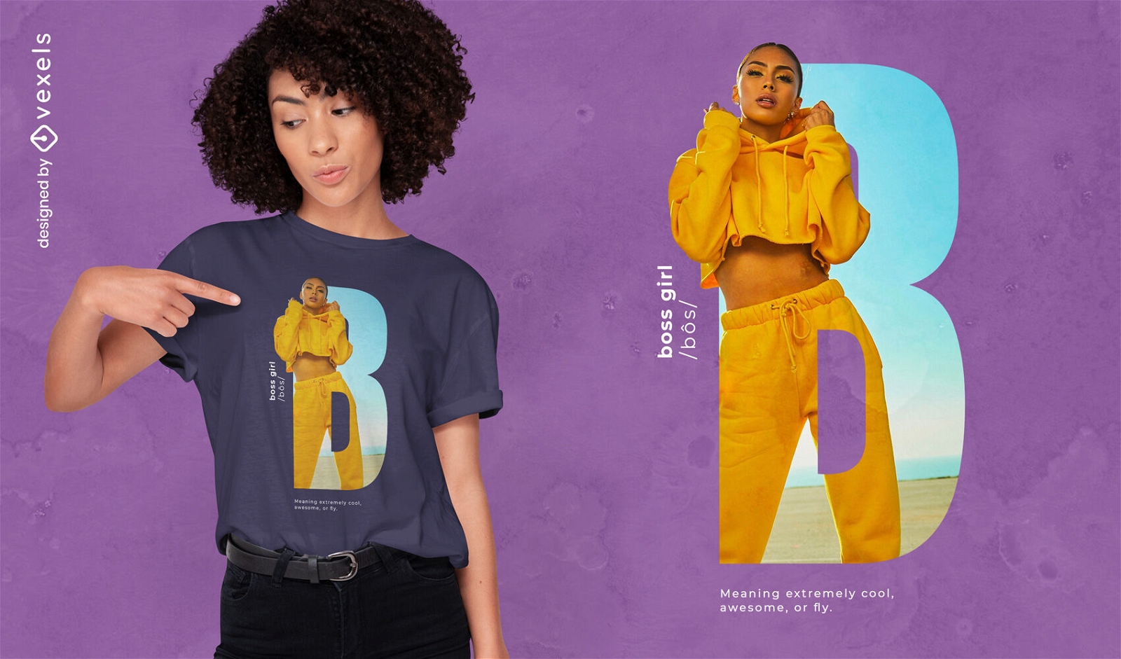 Girl in yellow tracksuit t-shirt psd