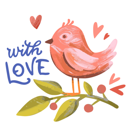 Bird Valentine's day badge PNG Design