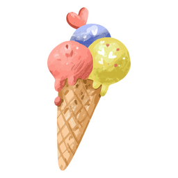 ícone de sorvete de dia dos namorados Desenho PNG