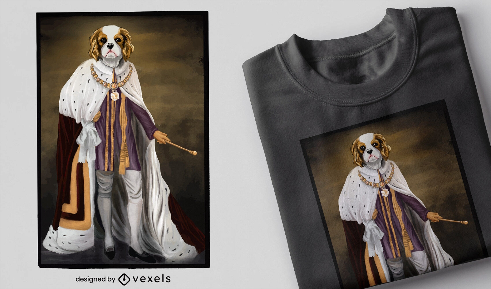 T-shirt de retrato de cachorro animal rei psd