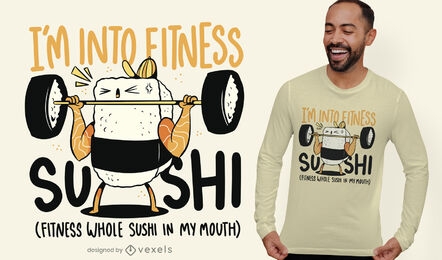 Design de t-shirt de pesos para levantamento de comida de sushi