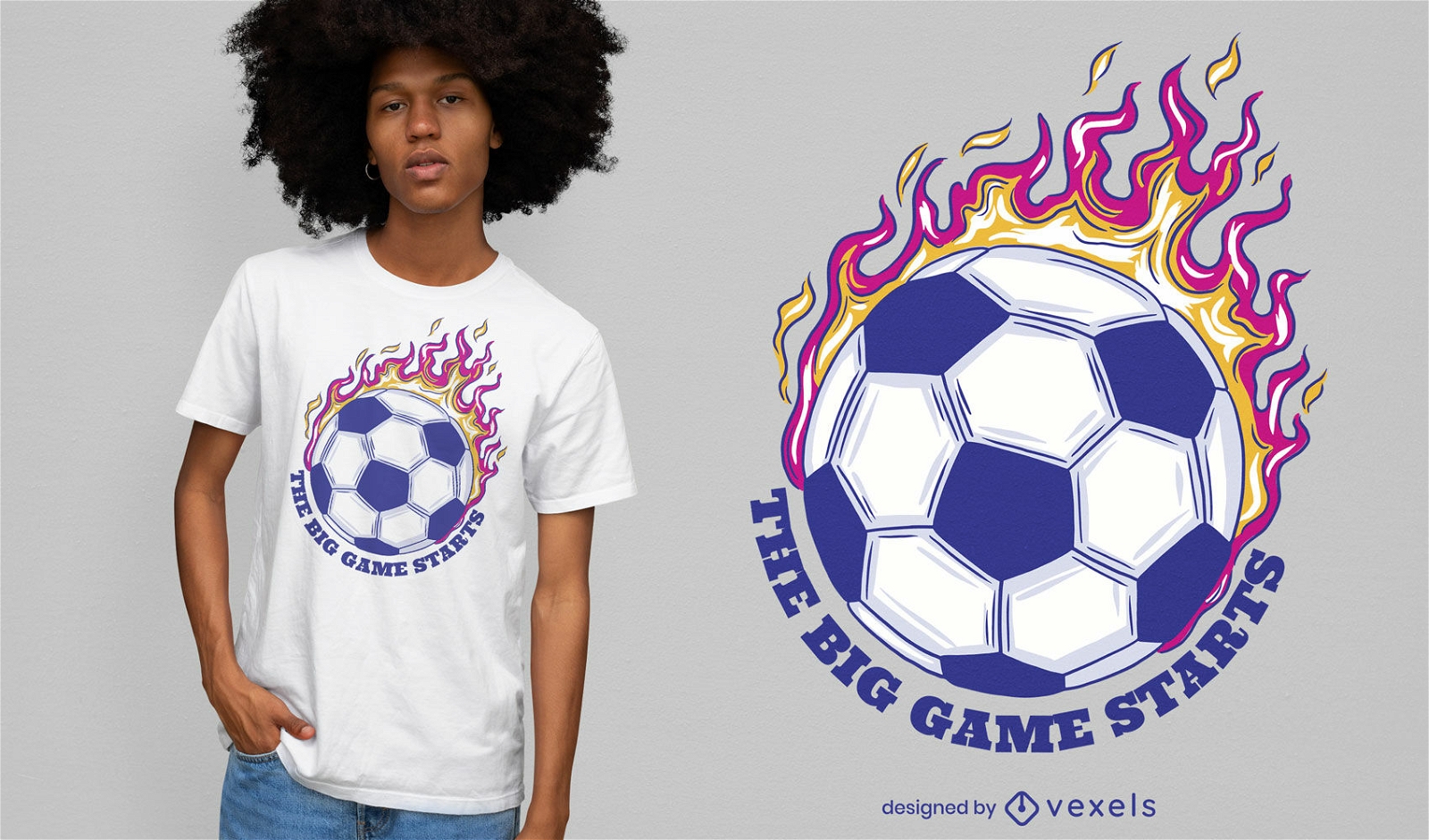 Awesome soccer ball on fire quote t-shirt design